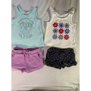 Jumping Beans Simple Joys Carters Baby Girls 12M Summer Outfit Lot 4pc Mermaid